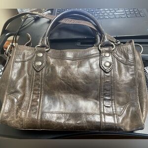 Frye Melissa Zip Satchel Leather Handbag  Brown